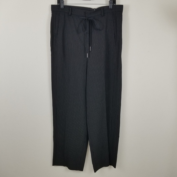 NWT Helmut Lang Black Pinstripe High Waist Pants Trouser Elastic Waist